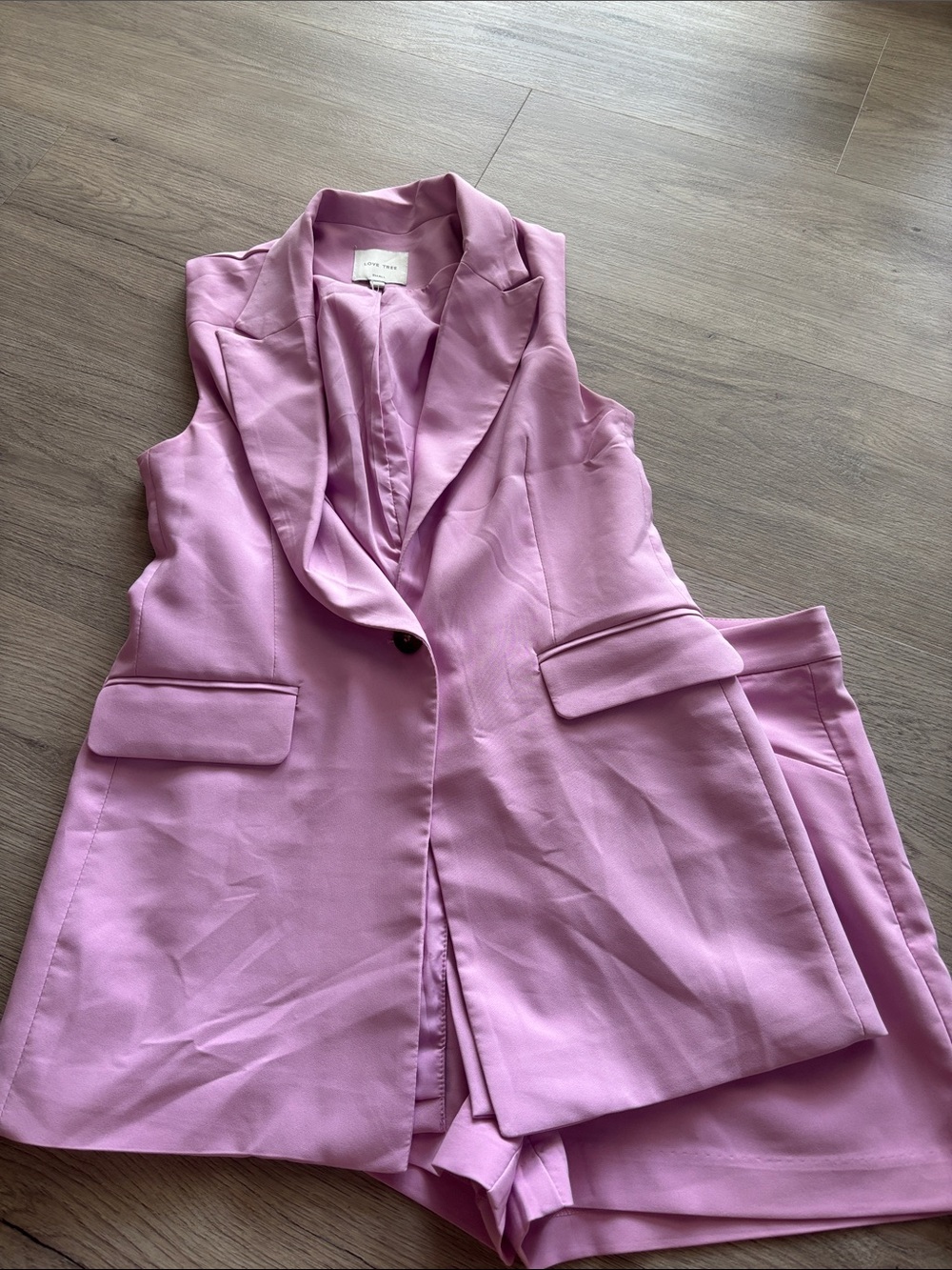Love Tree Lilac Sleeveless Blazer Vest & Matching Shorts Set
